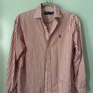 Polo by Ralph Lauren Womens Red and White Striped Shirt